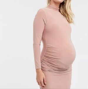 Missguided Maternity Size 12 Slinky Midi Dress in Blush. NEW with Tags!